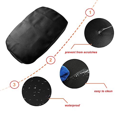 DEYTOP Console Cover for Cadillac XT5 2017-2026 Armrest Cover for Cadillac XT5 2025 2026 Accessories Anti-Scratch Leather Armrest Pad Protector (Black with Black Stitches)