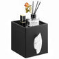 Luxspire Square Tissue Box Cover, PU Leather Square Tissue Box Cover with Storage Tray, Tissue Box Holder, Tissues Cube Boxes Cover for Living Room, Bedroom Countertop Cars Hotels, Black