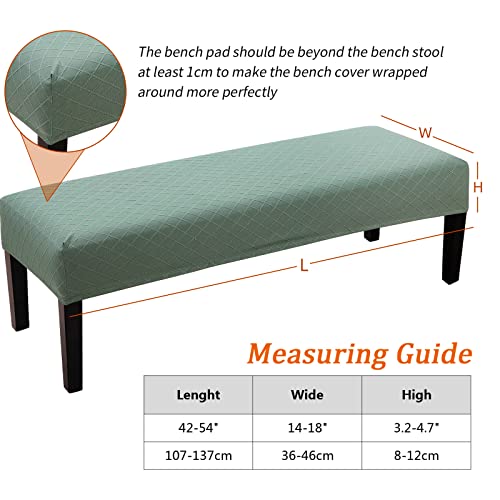 Fuloon Stretch Jacquard Dining Bench Cover - Anti-Dust Removable Bench Slipcover Washable Seat Cushion Protector for Bedroom, Kitchen, Hotel, Banquet (Dark Green) - color: Dark Green