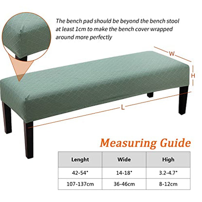 Fuloon Stretch Jacquard Dining Bench Cover - Anti-Dust Removable Bench Slipcover Washable Seat Cushion Protector for Bedroom, Kitchen, Hotel, Banquet (Dark Green) - color: Dark Green
