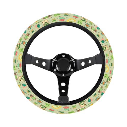 GENANY Leaf Mask Spirits Steering Wheel Cover, Non Slip Polyester Car Wheel Protector for Car SUV Truck, Universal 15 Inch - color: Leaf Spirits