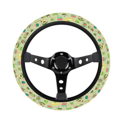 GENANY Leaf Mask Spirits Steering Wheel Cover, Non Slip Polyester Car Wheel Protector for Car SUV Truck, Universal 15 Inch - color: Leaf Spirits