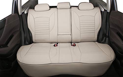 EKR Custom Fit CX5 Car Seat Covers for Select Mazda CX-5 Touring,Grand Touring,S Select,Carbon Turbo,2017-2025 Rear Row 40/60 Split W/Armrest - Leatherette (Beige) - color: Leather (Beige), size: 2017-2025 CX-5 Rear 40/60 Split W/Armrest
