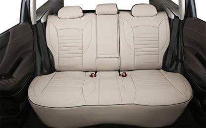 EKR Custom Fit CX5 Car Seat Covers for Select Mazda CX-5 Touring,Grand Touring,S Select,Carbon Turbo,2017-2025 Rear Row 40/60 Split W/Armrest - Leatherette (Beige) - color: Leather (Beige), size: 2017-2025 CX-5 Rear 40/60 Split W/Armrest