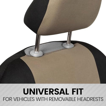 BDK PolyPro 2-Pack Front Car Seat Covers Set in Beige/Black - Front Seat Covers for Cars Trucks Vans SUVs Sedans, Easy to Install Front Car Seat Cover Protection, Universal Fit Car Accessories - color: 2 Fronts Only-Beige