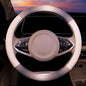 Steering Wheel Cover, Gray White Leather Steering Wheel Cover 14.5-15 Inch Non-Slip Breathable Microfiber Car Steering Wheel Covers for Men Women - color: Gray White