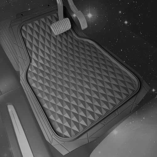 CAR PASS Heavy Duty Rubber Gray Car Floor Mats & Cargo Liners, Deep Dish All-Weather Trunk Mats Durable Anti-Slip 3D Rhombus Waterproof Trim to Fit Liner Universal Fit Auto,Sedan,SUV,Truck, Gray - color: gray with cargo liner