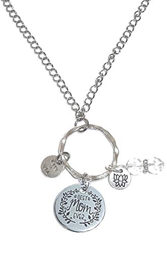 Rear View Mirror Car Charm Ornament, Sun Catcher, Hanging Pendant, Stainless Steel Chain and Crystal Accents, Packaged in a Gift Bag (Best Mom Ever) - size: Best Mom Ever