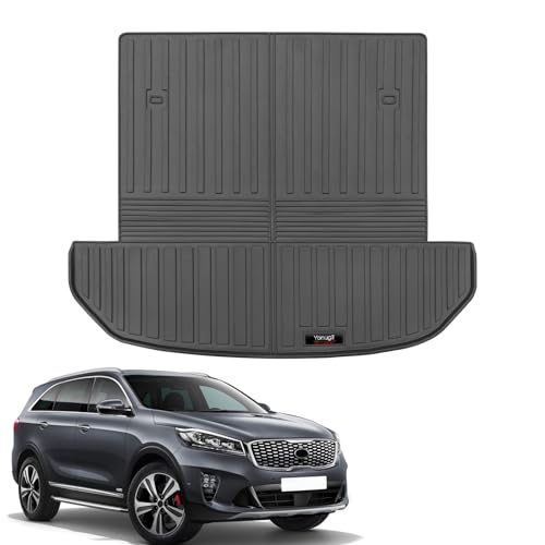 Custom for 2016-2020 Kia Sorento 7 Seat Cargo Mats Trunk Liner with 3rd Rear Seat Backrest Mats All Weather TPE Protection Mat Accessories (for 2016-2020 Kia Sorento) - color: for 2016-2020 Kia Sorento