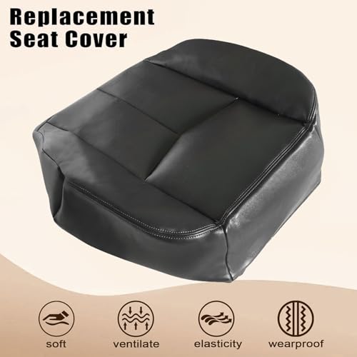 #692 or 69i Dark Gray Driver Side Bottom Foam Cushion ＆Replacement Seat Cover Leather Fit for Chevy Silverado Avalanche Tahoe Suburban/GMC Sierra Yukon 2003 2004 2005 2006 - color: Dark Gray