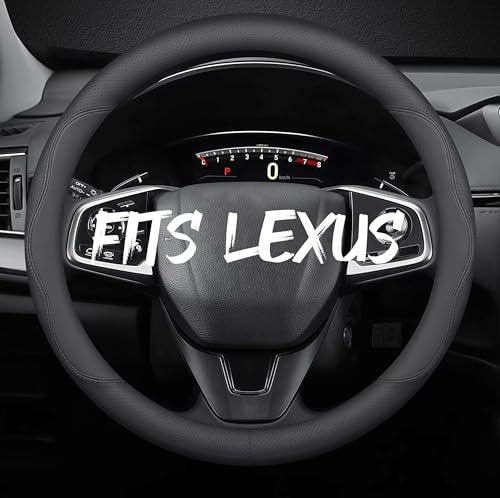 Leather Car Steering Wheel Cover, Breathable Laser-Perforated, Pure Black Double Lines, Rich Texture, 14.5-15 Inch for Lexus - color: Pure black dual lines, size: For Lexus