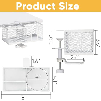 4 in 1 Metal Clip On Cup Holder Attachment for Gaming Desk or Table, Fits up to 40oz Cups, Sturdy and Easy to Clamp, Attachable Anti-Spill Cup Holder for Chair, Bedside, Bottles, Drinks - White - color: Milky White