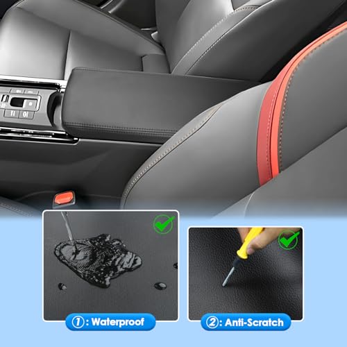 2023 2024 2025 2026 Prius Center Console Cover for Toyota Prius (LE/XLE/Limited/Nightshade Edition), Waterproof&Comfy Leather Armrest Cover 2026 2025 Prius Accessories (Leather) - color: Leather