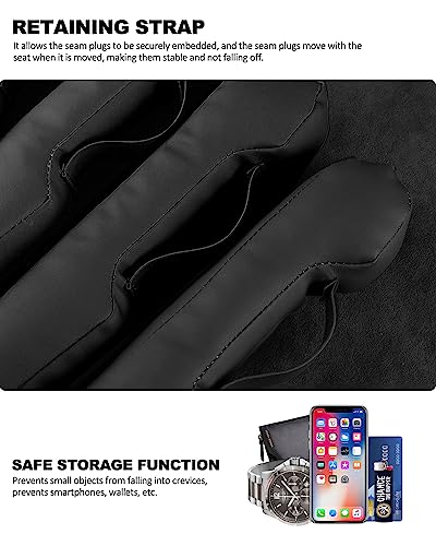 Car Seat Gap Filler Universal for Car SUV Truck Fit Organizer Fill The Gap Between Seat and Console Stop Things from Dropping 2Pcs - color: Black leather New