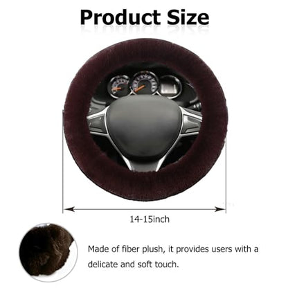 Fluffy Steering Wheel Cover, Winter Warm, Suitable for Most Car Steering Wheels in The 14-15 Inch Range (Coffee, 1PCS) - color: Coffee, size: 1PCS