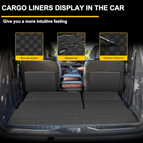Cargo Mat & Backrest Mat Fit for 2014-2024 Infiniti QX80 / 2017-2024 Nissan Armada / 2011-2013 Infiniti QX56 - All Weather PU Leather Trunk Liner and 2nd & 3rd Row Rear Backrest Protector - color: QX 80/Armada Cargo Backrest Mat-A