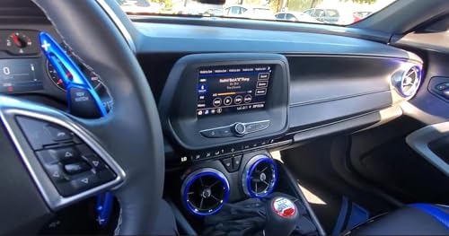 iJDMTOY 4pc Sports Blue Aluminum Air Conditioner Outer Vent Decoration Trim Covers Compatible with Chevrolet 2016-up Gen6 Camaro