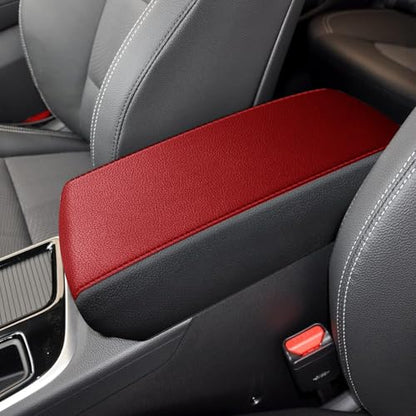 AOMSAZTO Armrest Covers for 2015-2019 Hyundai Sonata Black with Red Leather - color: red