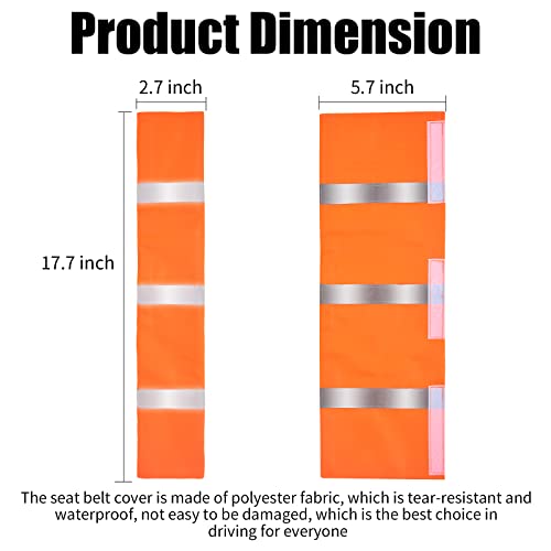 2 Packs Orange Seat Belt Cover High Visibility Safety Seat Belt Cover Reflective Seat Belt Covers for Cars Trucks Seat Belt Compliance 17.7” x 2.7”