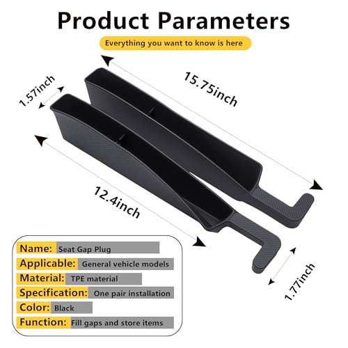 2PCS Universal Car Seat Gap Filler, Durable & Easy Install, No-Drop Seat Side Gap Seam Filler Organizer to Fill the Gap Space Between the Console and Seats, with Phone Holder for Car, SUV, Truck