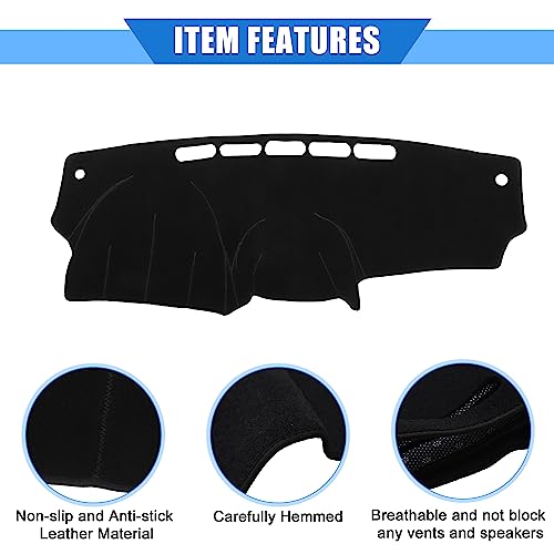 Car Dashboard Cover Compatible for Nissan Versa 2012-2018, Protective Polyester Black Center Console Interior Trim Dash Cover Mat Pad