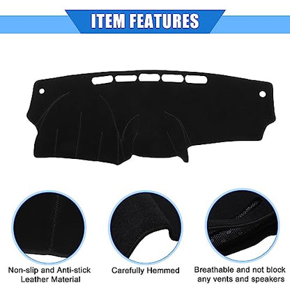 Car Dashboard Cover Compatible for Nissan Versa 2012-2018, Protective Polyester Black Center Console Interior Trim Dash Cover Mat Pad