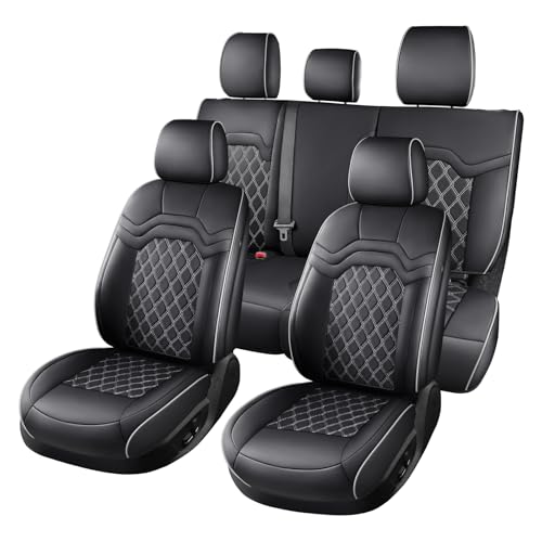 Huidasource Seat Covers for Jeep Wrangler JL 2018-2026, Cupholder Compatible, Waterproof Leather Seat Cover Full Set for Jeep Wrangler JL 4-Door, Custom Fit Seat Cushion Covers (Full Set/Black&White) - color: Full Set/Black & White, size: 18-26 Wrangler J