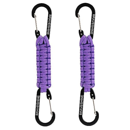 BRAVESHINE Paracord Keychain Carabiner Clip, D Ring Lanyard Hanger Stroller Hook for Water Bottle, Key, Backpacks, Men, Women