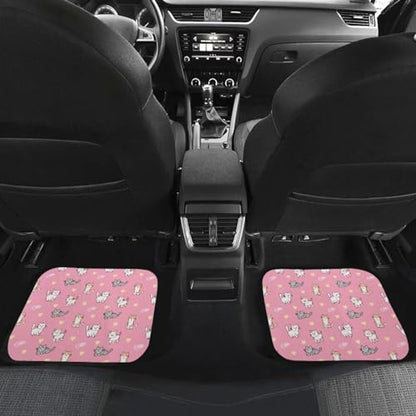 Cat Love Fish Bone Pink Automotive Floor Mats Front and Rear Car Mat Carpet Set 4 Pcs Fit for SUV,Vans,sedans,Trucks - color: Cat Love Fish Bone Pink