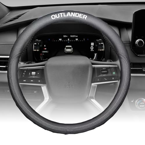 Custom Interior Accessories for Mitsubishi Outlander Outlander PHEV 2014-2022 2023 2024 2025 2026 Steering Wheel Covers Leather Sporty Racing Faux Comfortable Handle 1Pcs/Set(Black Stitching) - color: Black stitching, size: Outlander 2014-2026