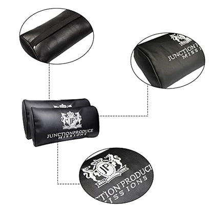 JP JUNCTION PRODUCE VIP Black Leather Car Neck Pillow Headrest 2PCS