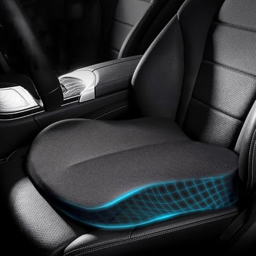 Car Seat Cushions for Driving, Comfort Memory Foam Wedge Driver Seat Cushion, Adult Booster Cushion, Adult Booster Seat for Car, Height 3.9 inch, for Car, Truck, Long Trips,Black