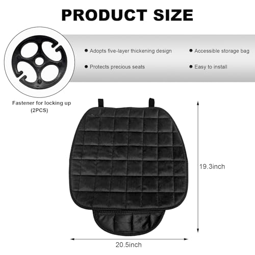 DXNQ Car Seat Cushion, Soft Plush Auto Seat Cover with Non-Slip Silicone Bottom & Storage Pocket, Universal Breathable Vehicle Seat Cushion Pad for Car Truck SUV, Black - color: Black