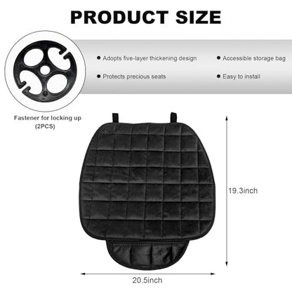 DXNQ Car Seat Cushion, Soft Plush Auto Seat Cover with Non-Slip Silicone Bottom & Storage Pocket, Universal Breathable Vehicle Seat Cushion Pad for Car Truck SUV, Black - color: Black
