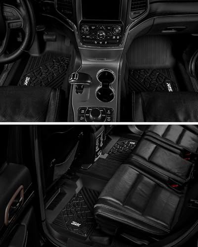3W Floor Mats Compatible for Jeep Grand Cherokee 2013-2015 (Non L) TPE All Weather Custom Fit Floor Liner 1st and 2nd Row Full Set Car Mats, Black - size: Jeep Grand Cherokee 2013-2015 Floor Mat