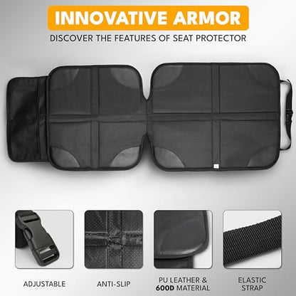 EcoNour Car Seat Protector 2 Pack, 600D Waterproof Fabric with Thick Padding, Non-Slip Backing, Seat Cover Mat for Baby Car Seat & Pets, Guards Against Spills, Stains & Scratches - size: 2-Pack