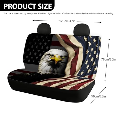 AFPANQZ 3D Eagle Flag Print Car Back Seat Covers Protector Rear Car Seat Cushion Dust and Scratch Proof Washable Auto Bench Protective Universal Fits Car, Truck, SUV, Van - color: 3D Eagle Flag Print