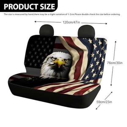 AFPANQZ 3D Eagle Flag Print Car Back Seat Covers Protector Rear Car Seat Cushion Dust and Scratch Proof Washable Auto Bench Protective Universal Fits Car, Truck, SUV, Van - color: 3D Eagle Flag Print