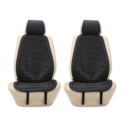 Blueshyhall Cooling Wooden Beaded Car Seat Cover Comfortable Massage Support Cushion for SUV Auto Office Home Seat Chair - Black 2 Pcs - color: Black