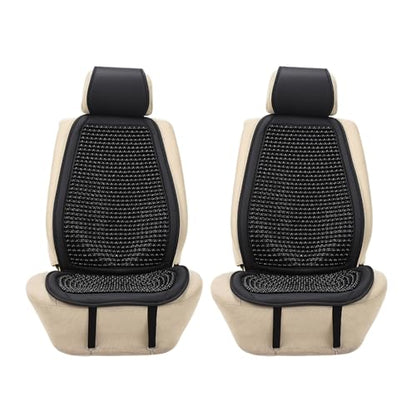 Blueshyhall Cooling Wooden Beaded Car Seat Cover Comfortable Massage Support Cushion for SUV Auto Office Home Seat Chair - Black 2 Pcs - color: Black