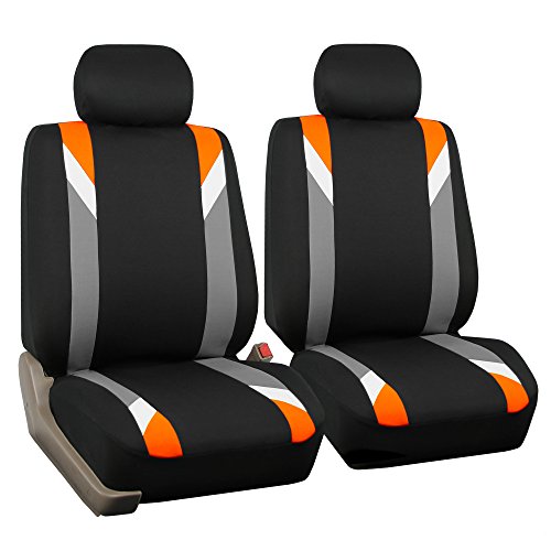 FH Group Front Set Cloth Car Seat Covers for Low Back Car Seats with Removable Headrest, Universal Fit, Airbag Compatible Car Seat Cover for SUV, Sedan, Van, Orange - color: Orange, size: Front Set
