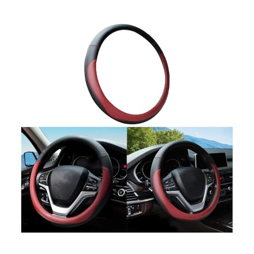 Car Steering Wheel Cover, Elastic Stretch Breathable Anti-Slip Microfiber Leather Auto Steering Wheel Protector, Soft Vehicle Interior Decor Accessories, Universal for SUV, Truck (Wine Red) - color: Style 3-Wine Red