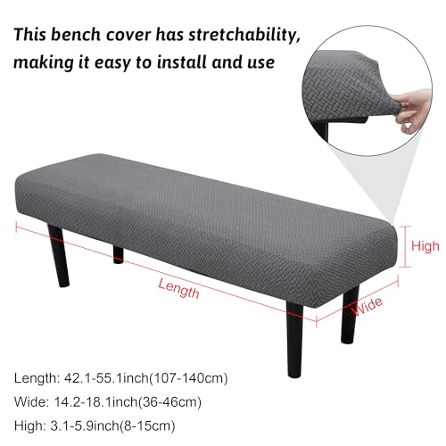 Stretch Bench Covers, Bench Cushions Covers, Printed Seat Protector, Washable Slipcover, Rectangle Cover for Dining Room, Living Room, Kitchen(Twill Grey) - color: Twill Grey