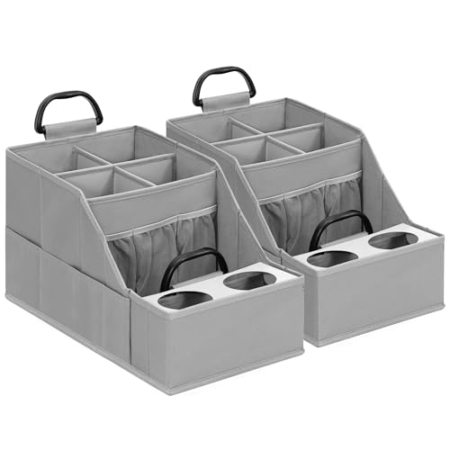 Car Seat Organizer Backseat Front Seat, Car Organizer With 12 Storage Compartments 2 Cup Holders, Snack Storage For Kids Baby, SUV Truck Van Collapsible Storage Bag For Travel, GY, 2PK - color: Gray, size: 2 Pack