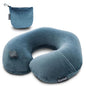 Keemall Inflatable Travel Neck Pillow for Airplane Train Car Washable Pillowcase U Shaped Office Napping Pillow - color: Deep Grey, size: Medium