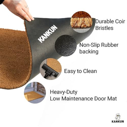 Coco Coir Door Mat with Heavy Duty Backing, Welcome Doormat (17" x 30"), Doormat Entrance (Plain - 1Pack)