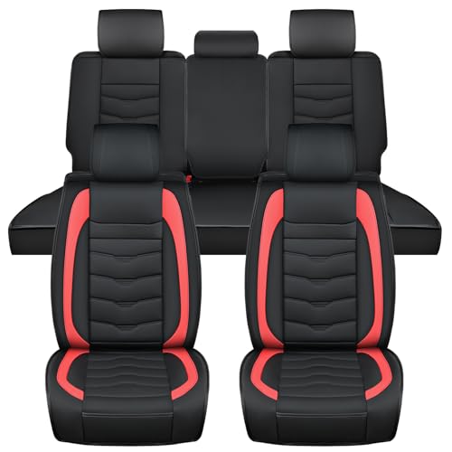 Nilight Car Seat Covers Custom Fit 2008-2024 Toyota Tundra Double CrewMax Cab Waterproof Faux Leather Cushion Full Set with Split Bench 60/40 for SR5 Limited Platinum 1794 Edition - color: Full Sets 5 Seat, style: Toyota Tundra 2008-2024