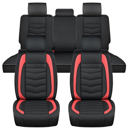 Nilight Car Seat Covers Custom Fit 2008-2024 Toyota Tundra Double CrewMax Cab Waterproof Faux Leather Cushion Full Set with Split Bench 60/40 for SR5 Limited Platinum 1794 Edition - color: Full Sets 5 Seat, style: Toyota Tundra 2008-2024