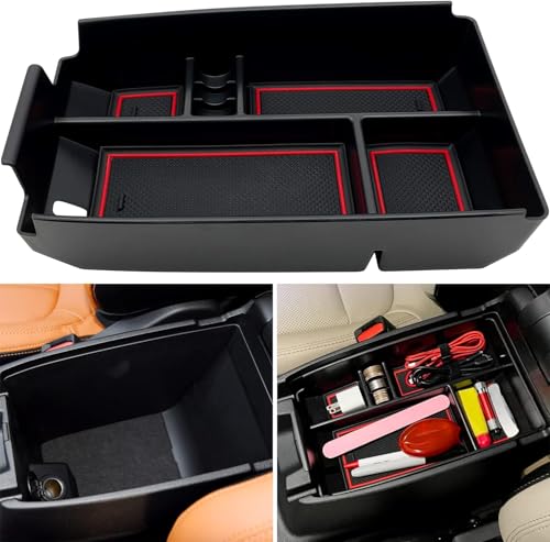 Center Console Organizer Interior Storage Box Fits for Ford Escape 2020 2021 2022 2023 2024 2025 2026 and 2021 2022 2023 2024 2025 2026 Bronco Sport Accessories - color: Red
