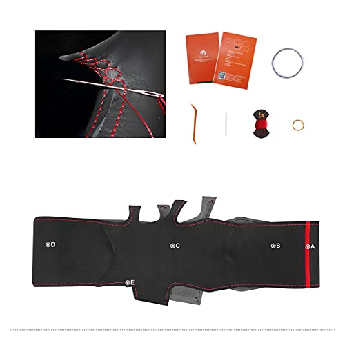 MEWANT Hand Sewing Breathable Car Steering Wheel Cover for Subaru WRX 2015-2021 / WRX STI 2015-2021 Steering Wheels Accessories for Subaru WRX (STI) - color: style-01: black suede + red stripe + red thread